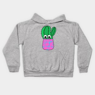 Cute Cactus Design #319: Cactus In Paint Splattered Pot Kids Hoodie